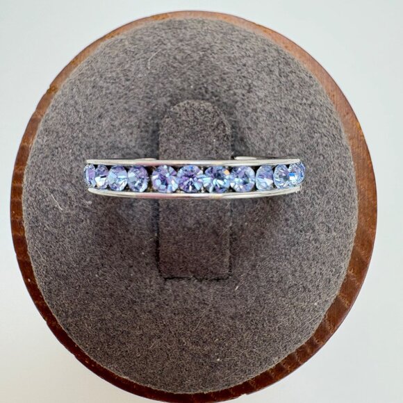 VTG Seta Sterling Silver 925 Blue CZ Channel Set Statement Ring Size 6 - Picture 1 of 13